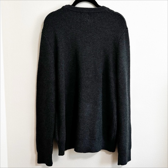 H&M Cotton Blend Textured Knit Crew Neck Sweater Size Large Charcoal Grey - Picture 2 of 7